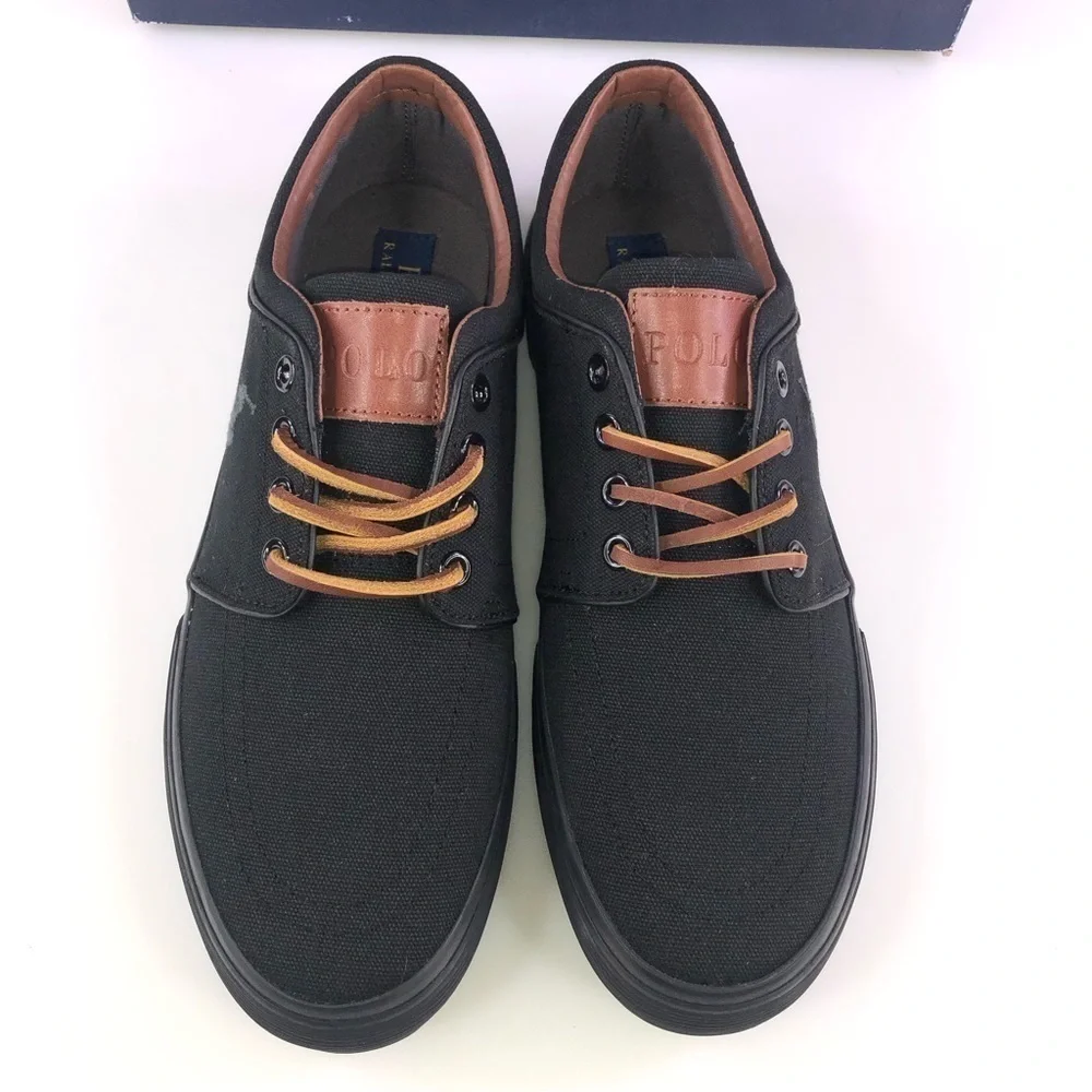 POLO Ralph Lauren Canvas Faxon Low-Top Sneakers Men's Shoes 8 D  Black